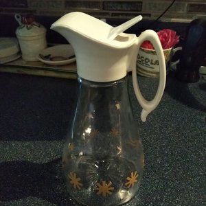 Vintage 70's LOG CABIN syrup decanter exc